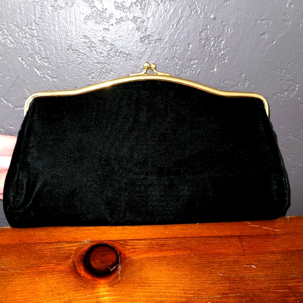 Black velvet vintage clutch by Dover